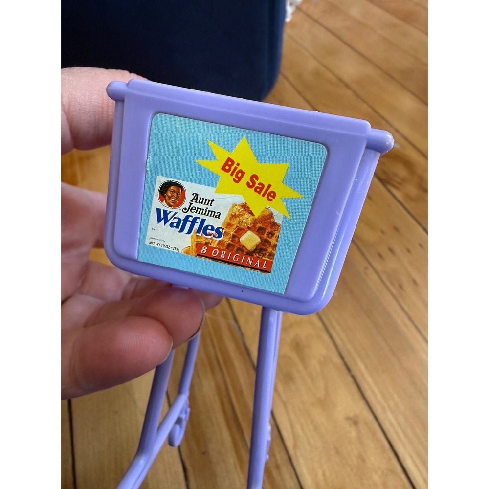VTG 1990's Purple Barbie Shopping Grocery Store Cart w/ waffles Aunt retired Ad - Picture 2 of 10